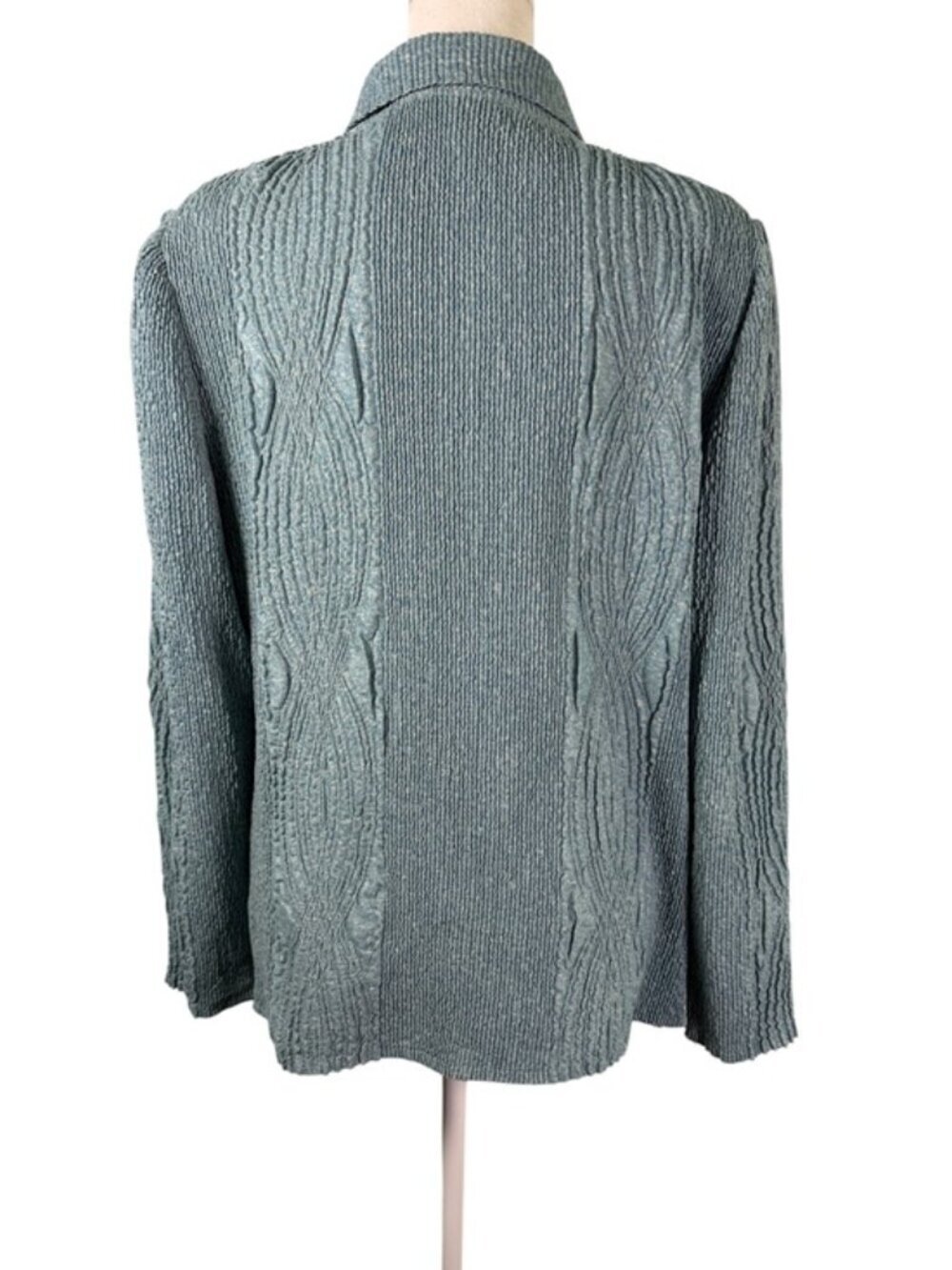 Flair Sage Green Crinkle Textured Blazer Jacket M Button Front Lightweigt - Picture 3 of 12